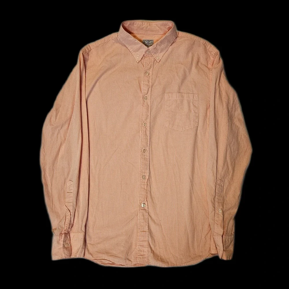 J. Crew Large‎ Orange Check Gingham Button-Up Shirt